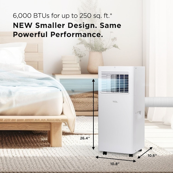 Tcl 6,000 BTU SACC 9,500 BTU ASHRAE Smart Portable Air Conditioner - H6P44W