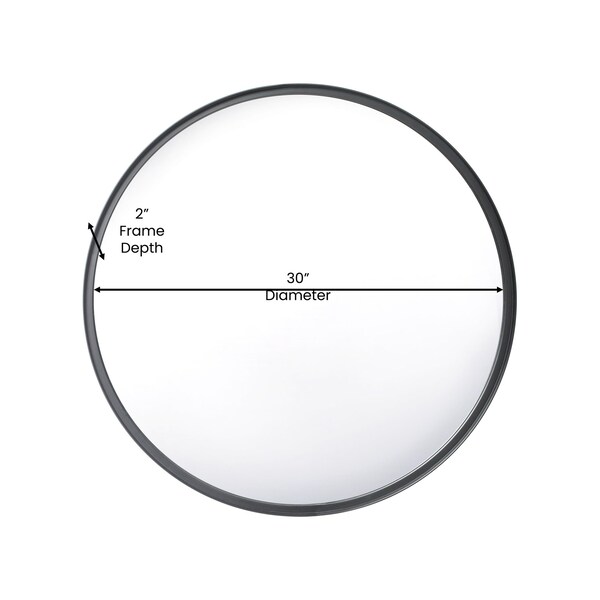 Flash Furniture 30in Round Black Metal Framed Accent Wall Mirror - HMHD-22M116YA-BLK-GG
