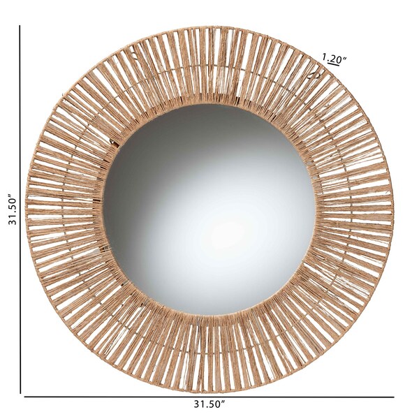 Bali & Pari Leala Modern Bohemian Metal and Natural Brown Seagrass Accent Wall Mirror - 240-13466-ZORO