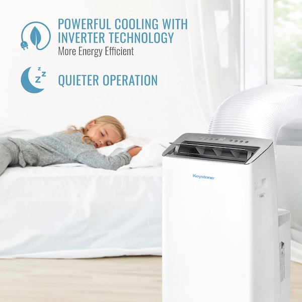 Keystone 12,000 BTU ASHRAE/10,000 BTU DOE Portable Inverter Air Conditioner with Remote Control - KSTAP10PINV