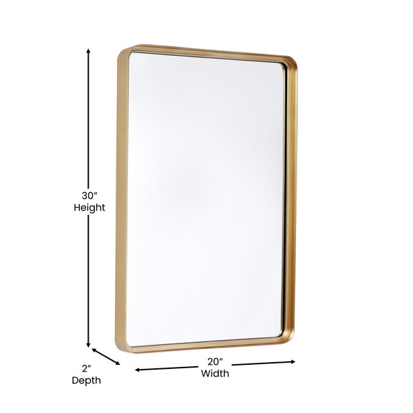 Flash Furniture Gold 20in x 30in Rectangle Metal Frame Wall Mirror - HMHD-9M2999GD-GLD-GG