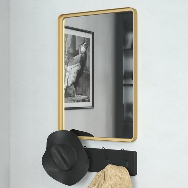 Flash Furniture Gold 20in x 30in Rectangle Metal Frame Wall Mirror - HMHD-9M2999GD-GLD-GG