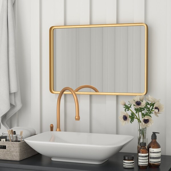 Flash Furniture Gold 20in x 30in Rectangle Metal Frame Wall Mirror - HMHD-9M2999GD-GLD-GG