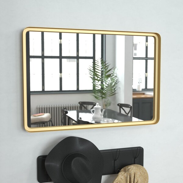 Flash Furniture Gold 20in x 30in Rectangle Metal Frame Wall Mirror - HMHD-9M2999GD-GLD-GG