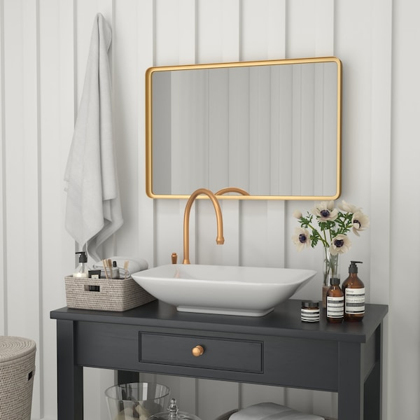 Flash Furniture 24x36 Gold Metal Wall Mirror - 2 Inch Deep Frame - HMHD-22M111YB-GLD-GG