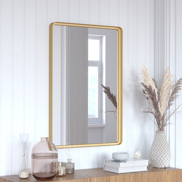 Flash Furniture 24x36 Gold Metal Wall Mirror - 2 Inch Deep Frame - HMHD-22M111YB-GLD-GG
