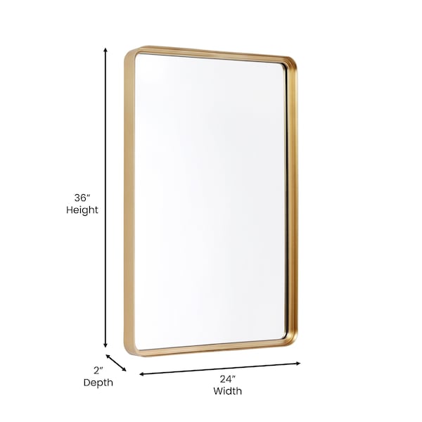 Flash Furniture 24x36 Gold Metal Wall Mirror - 2 Inch Deep Frame - HMHD-22M111YB-GLD-GG
