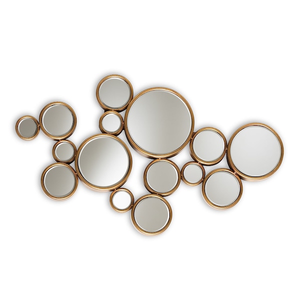 Baxton Studio Cassiopeia Modern Antique Gold Finished Bubble Accent Wall Mirror - 150-8881