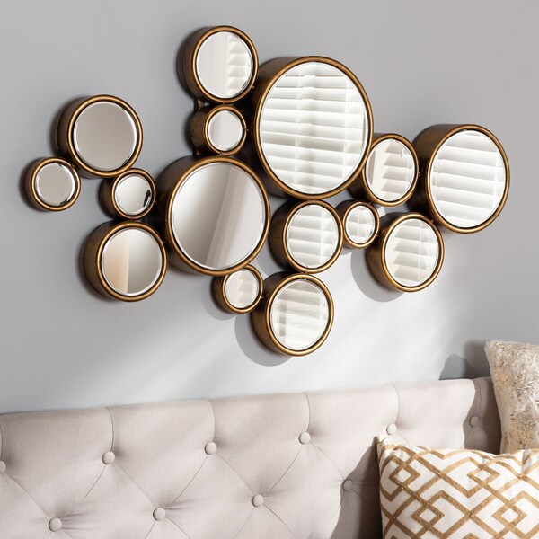 Baxton Studio Cassiopeia Modern Antique Gold Finished Bubble Accent Wall Mirror - 150-8881
