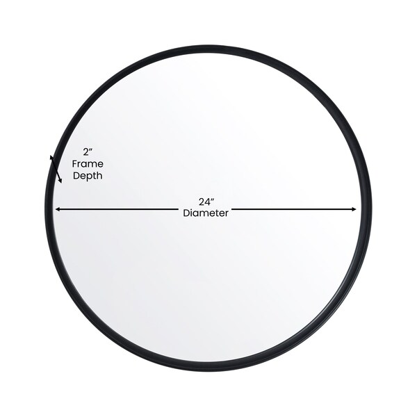 Flash Furniture 24in Round Black Metal Framed Accent Wall Mirror - HMHD-22M115YA-BLK-GG