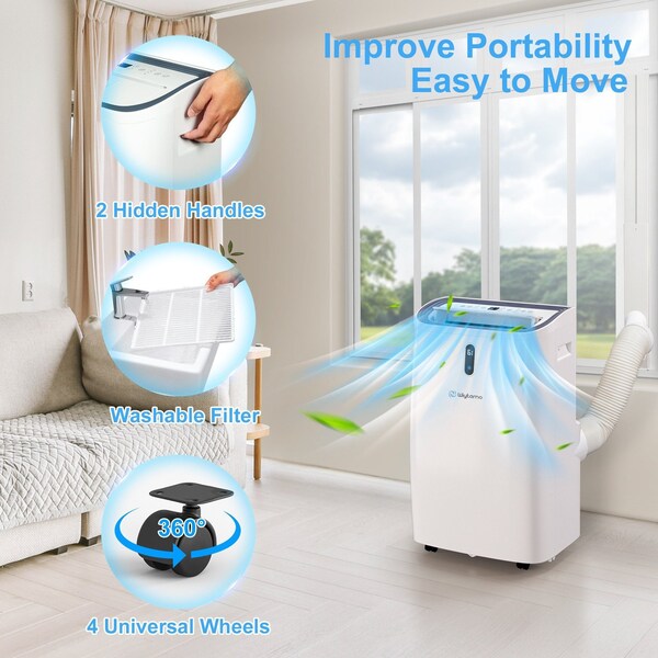 Edendirect 9,500 BTU Portable Air Conditioner Cools 700 Sq. Ft. with Heater, Dehumidifier and Wi-Fi in White - ED-OX-14KHW