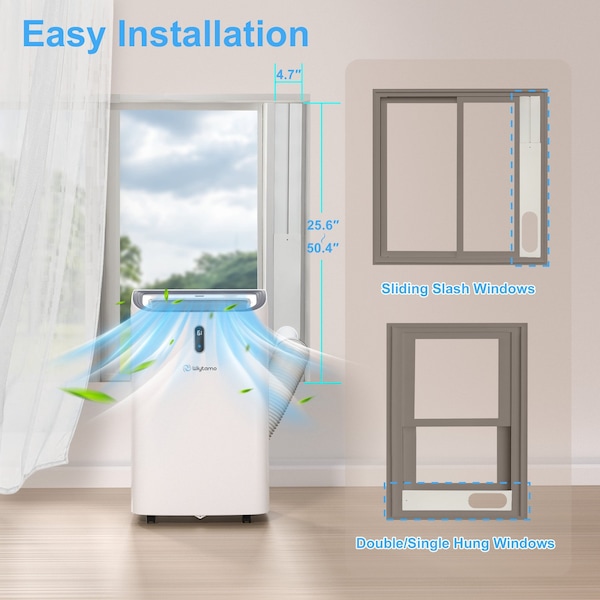 Edendirect 9,500 BTU Portable Air Conditioner Cools 700 Sq. Ft. with Heater, Dehumidifier and Remote in White - ED-OX-14KH