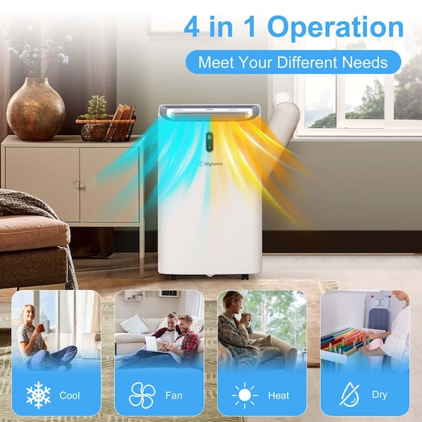 Edendirect 9,500 BTU Portable Air Conditioner Cools 700 Sq. Ft. with Heater, Dehumidifier and Remote in White - ED-OX-14KH