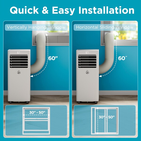 Edendirect Air-Cools 8000 BTU DOE Portable Air Conditioner Cools 300 sq. ft. with Dehumidifier, Remote - ED-KY-8K07A