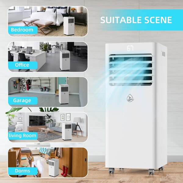 Edendirect Air-Cools 8000 BTU DOE Portable Air Conditioner Cools 300 sq. ft. with Dehumidifier, Remote - ED-KY-8K07A