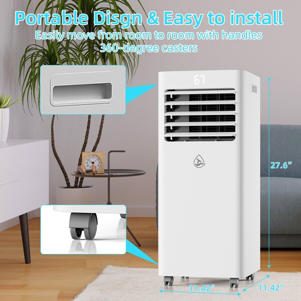 Edendirect Air-Cools 8000 BTU DOE Portable Air Conditioner Cools 300 sq. ft. with Dehumidifier, Remote - ED-KY-8K07A