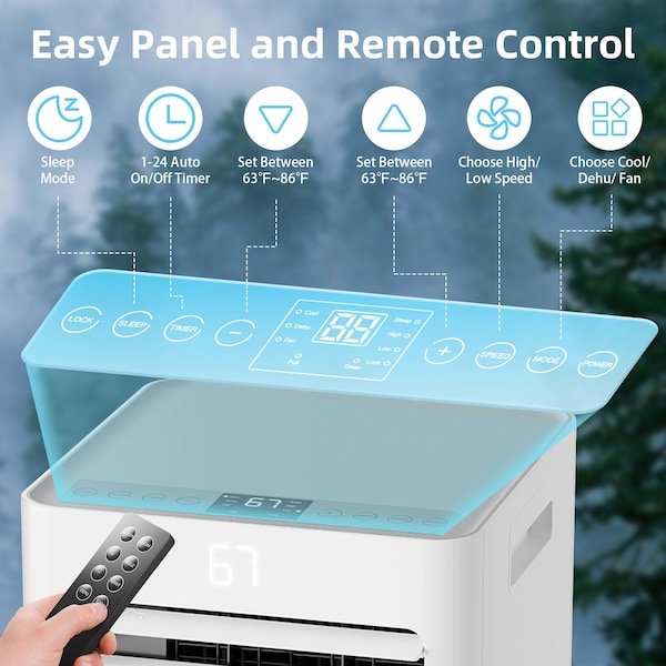Edendirect Air-Cools 8000 BTU DOE Portable Air Conditioner Cools 300 sq. ft. with Dehumidifier, Remote - ED-KY-8K07A