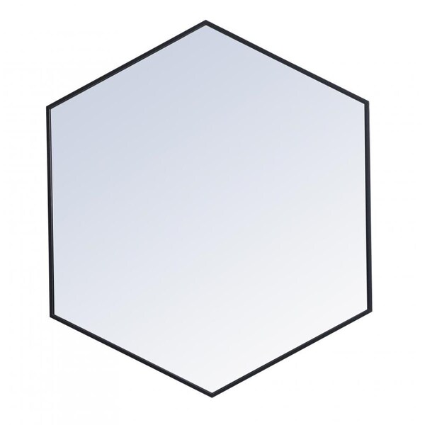 Blueprints 41 in. Metal Frame Hexagon Mirror in Black - 40.125 x 34.25 x 0.16 in. - BL2222487