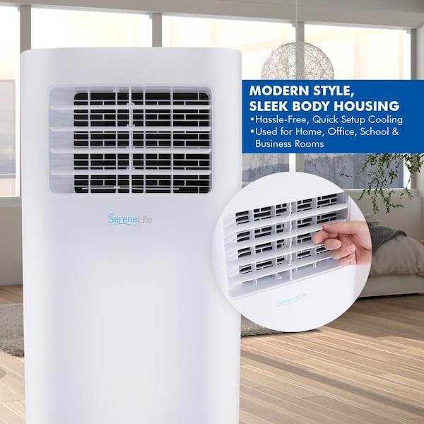 Serenelife Portable Air Conditioner - Compact Home A/C Cooling Unit with Built-in Dehumidifier & Fan Modes, Inc - SLPAC805W