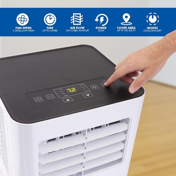 Serenelife Portable Air Conditioner - Compact Home A/C Cooling Unit with Built-in Dehumidifier & Fan Modes, Inc - SLPAC805W