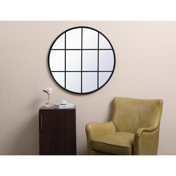 Elegant Decor Metal Windowpane Mirror 36 Inch X 36 Inch In Black - MR633636BK