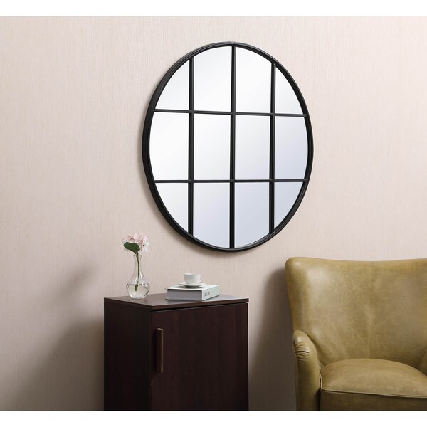 Elegant Decor Metal Windowpane Mirror 36 Inch X 36 Inch In Black - MR633636BK