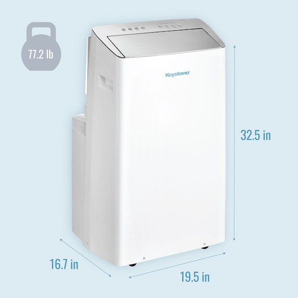 Keystone 14,000 BTU ASHRAE/12,000 BTU DOE Portable Inverter Air Conditioner with Heater and Remote Control - KSTAP121HINV