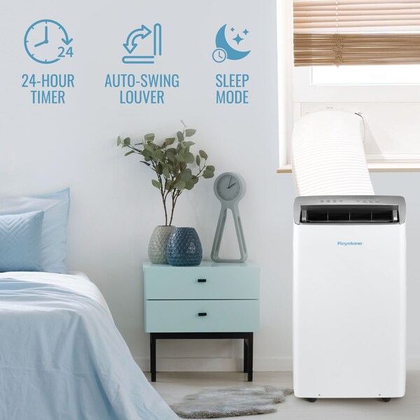 Keystone 14,000 BTU ASHRAE/12,000 BTU DOE Portable Inverter Air Conditioner with Heater and Remote Control - KSTAP121HINV