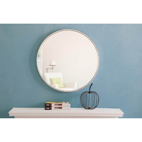 Elegant Decor Metal Frame Round Mirror 24 Inch Silver Finish - MR4033S