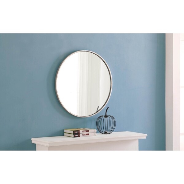 Elegant Decor Metal Frame Round Mirror 24 Inch Silver Finish - MR4033S