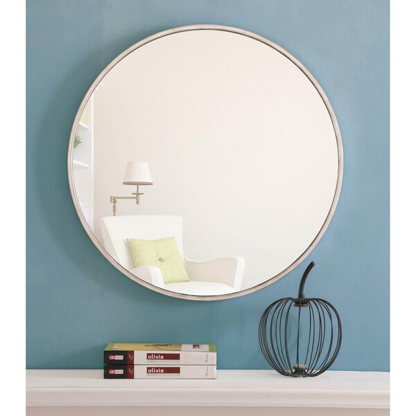 Elegant Decor Metal Frame Round Mirror 24 Inch Silver Finish - MR4033S