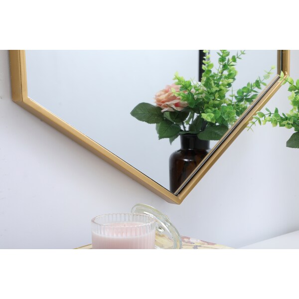 Elegant Decor Metal Frame Hexagon Mirror 24 Inch In Brass - MR4424BR