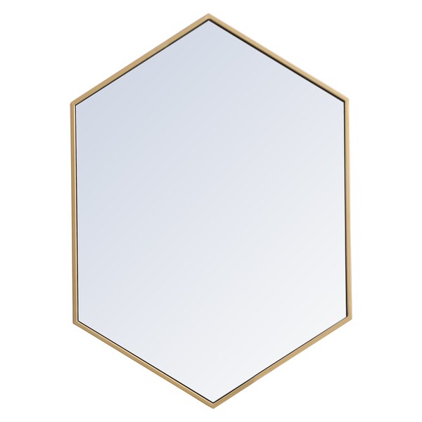 Elegant Decor Metal Frame Hexagon Mirror 24 Inch In Brass - MR4424BR