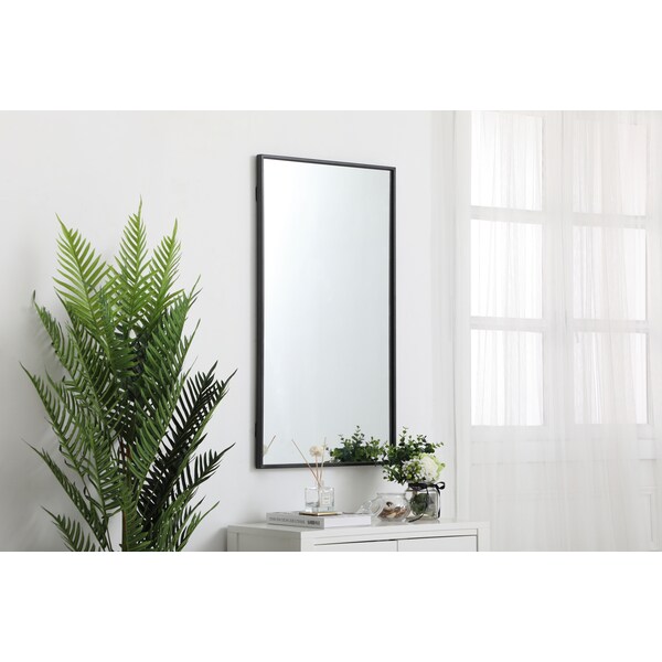 Elegant Decor Metal Frame Rectangle Mirror 20 Inch In Black - MR42036BK