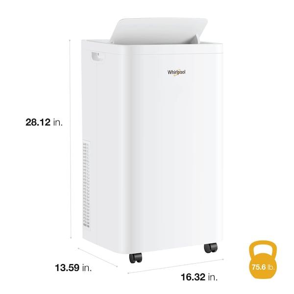 Whirlpool 14,000 BTU ASHRAE 10,000 BTU SACC Portable Air Conditioner with 10,000 BTU Supplemental Heat - WHNP141HAW