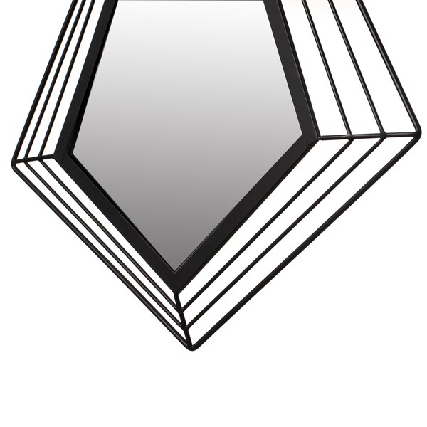 Uniquewise Set of 2 27-Inch-Tall Decorative Tiered Diamond Shaped Black Metal Frame Wall Mounted Modern - QI004579.2