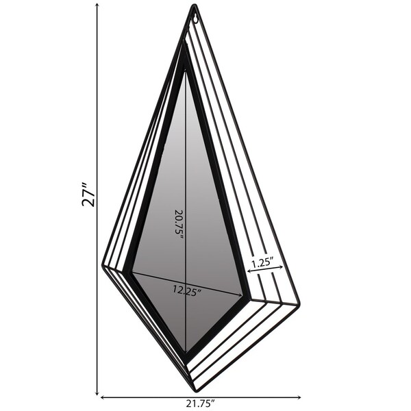 Uniquewise Set of 2 27-Inch-Tall Decorative Tiered Diamond Shaped Black Metal Frame Wall Mounted Modern - QI004579.2
