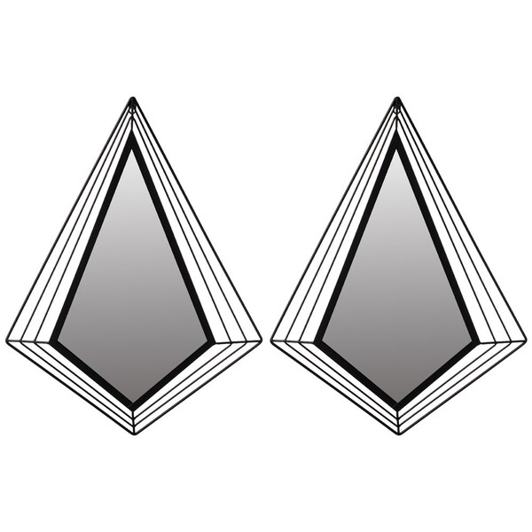 Uniquewise Set of 2 27-Inch-Tall Decorative Tiered Diamond Shaped Black Metal Frame Wall Mounted Modern - QI004579.2