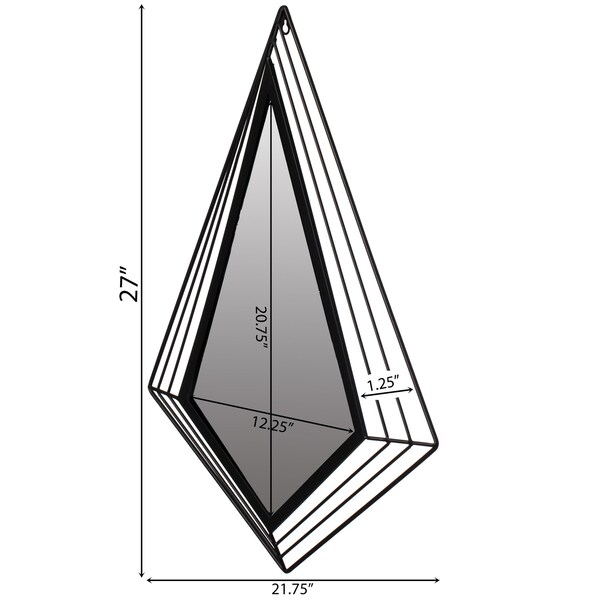 Uniquewise Set of 2 27-Inch-Tall Decorative Tiered Diamond Shaped Black Metal Frame Wall Mounted Modern - QI004579.2