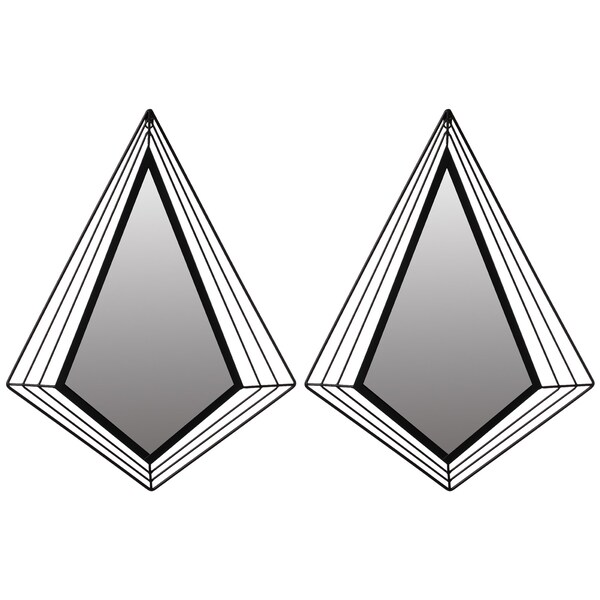 Uniquewise Set of 2 27-Inch-Tall Decorative Tiered Diamond Shaped Black Metal Frame Wall Mounted Modern - QI004579.2