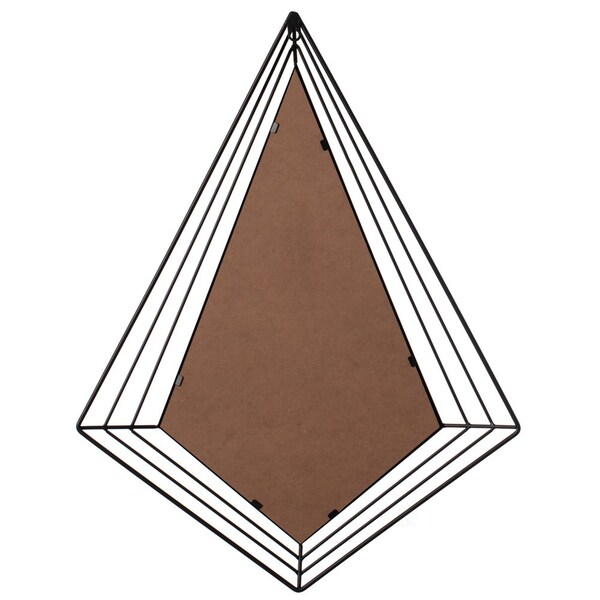 Uniquewise Set of 2 27-Inch-Tall Decorative Tiered Diamond Shaped Black Metal Frame Wall Mounted Modern - QI004579.2