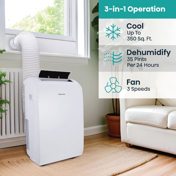 Hisense 8,000 BTU Smart Portable Air Conditioner with Wi-fi and Remote Control - AHP0822CW1W