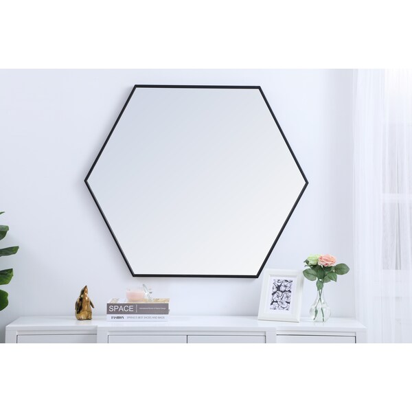 Elegant Decor Metal Frame Hexagon Mirror 41 Inch In Black - MR4541BK