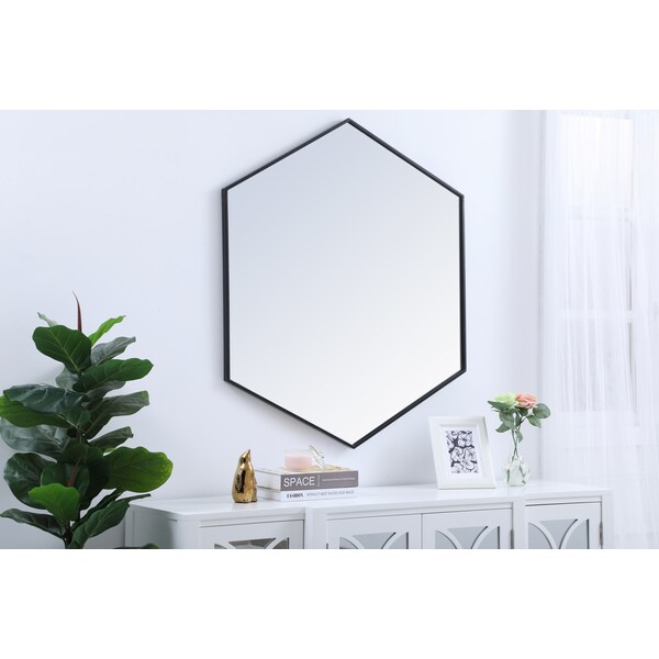 Elegant Decor Metal Frame Hexagon Mirror 41 Inch In Black - MR4541BK