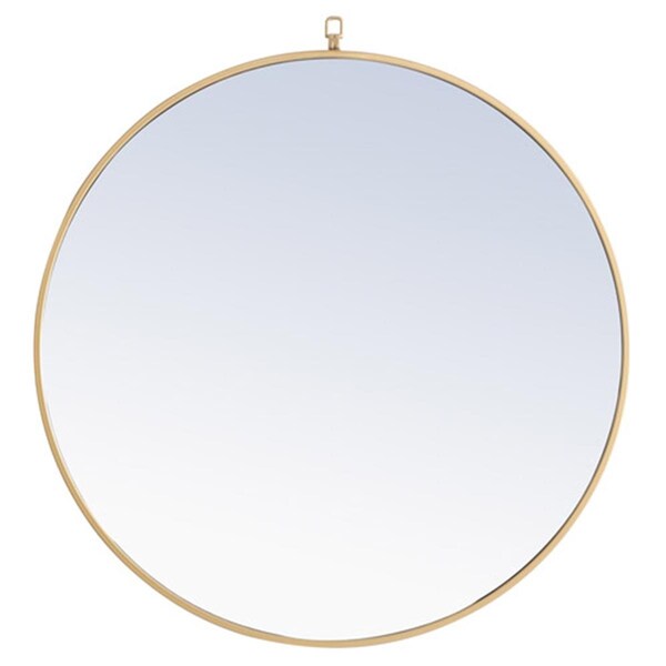 Elegant Lighting Elegant Lighting  32 in. Eternity Metal Frame Round Mirror with Decorative Hook, Brass - MR4058BR