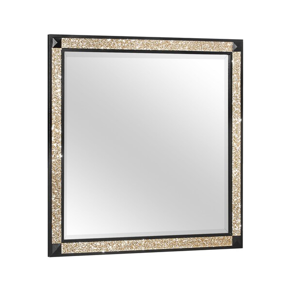 Global Furniture Usa Traditional Glam Glitter Blake Black/Gold Mirror - 670