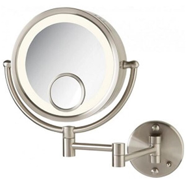 Ricki&Aposs Rugs 8.5 in.- 7X-1X-15X Halo Lighted Wall Mirror- Nickel Finish - RI2850290