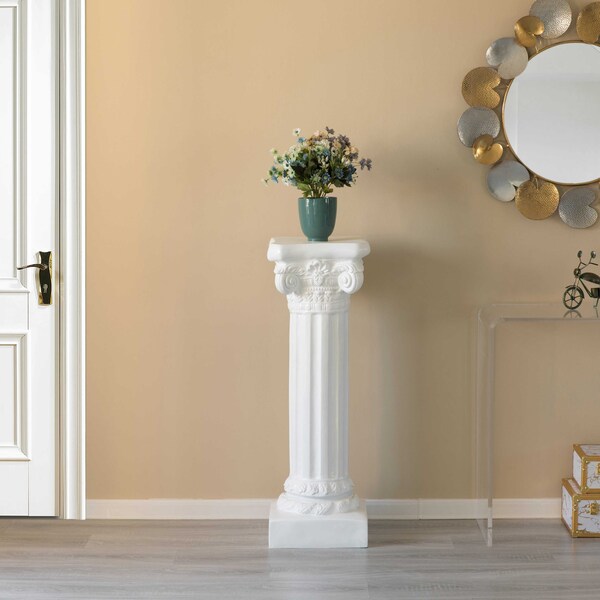 Uniquewise Fiberglass White Plinth Roman Column Ionic Piller Pedestal Vase Stand - Photography Props - 41 Inch - QI004124-41