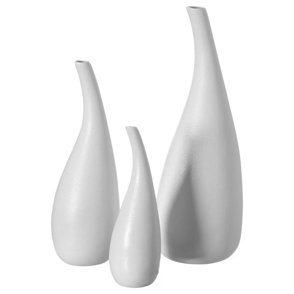 Uniquewise White Contemporary Unique Teardrop Shaped Ceramic Table Vase Flower Holder, PK 3 - QI004367.3