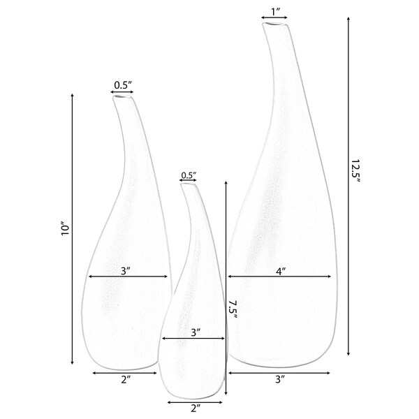Uniquewise White Contemporary Unique Teardrop Shaped Ceramic Table Vase Flower Holder, PK 3 - QI004367.3
